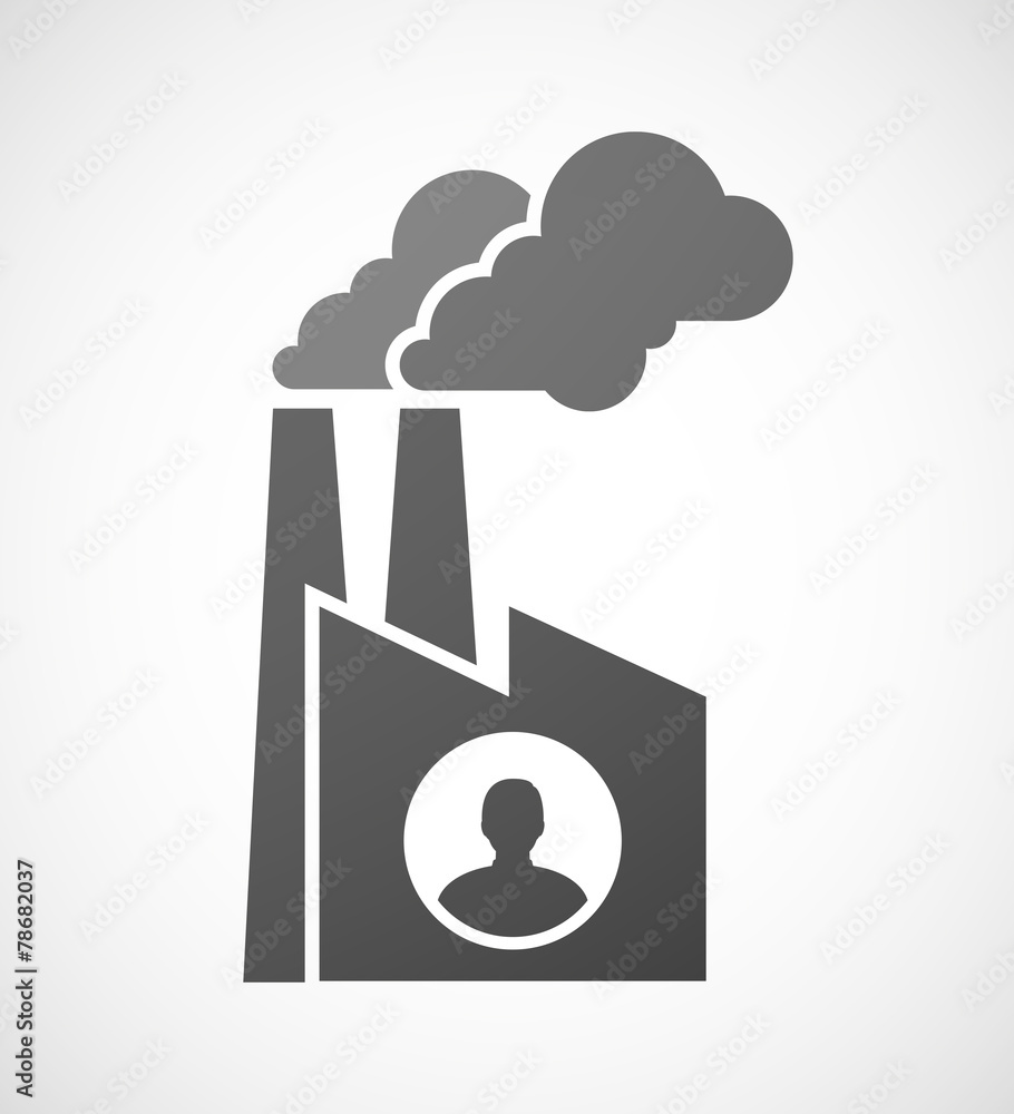 Factory icon with a male avatar Factory icon with a male avatar