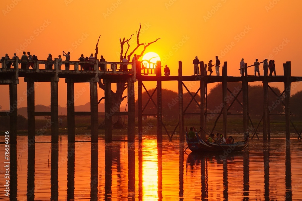 U Bein Bridge Mandalay Burma at sunset