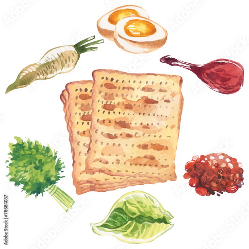Happy Jewish Passover greeting card. Vector illustration
