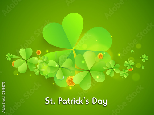 Shamrock leaves with gold coin for St. Patrick's Day celebration