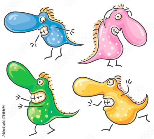 Four scared monsters or germs