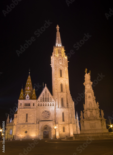 Matthias catholic church in Budapest city of Hungary at night