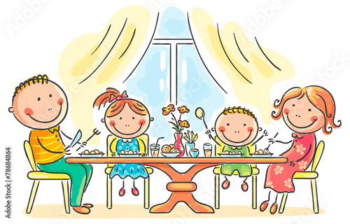 Family having meal together