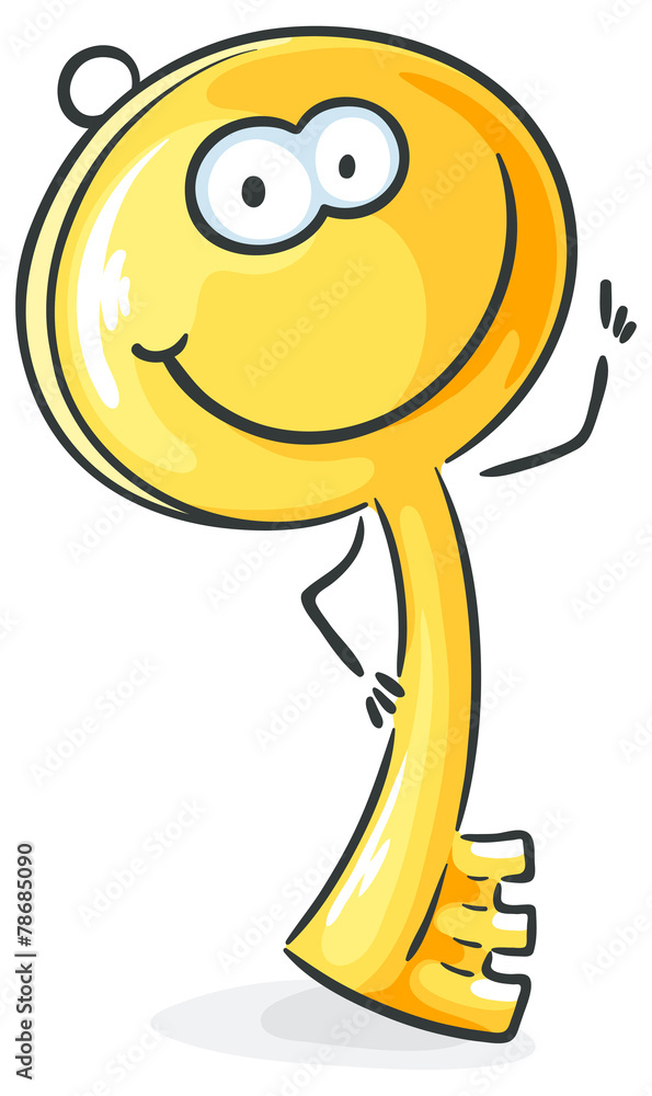 Cartoon key with eyes and smile
