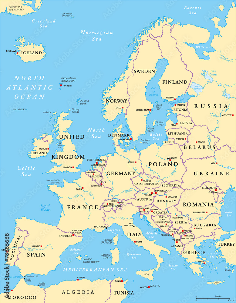 Naklejka premium Europe Political Map