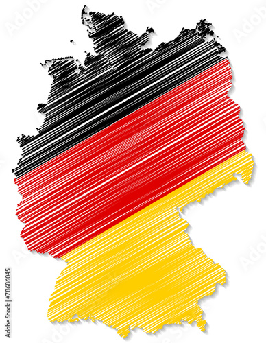 Deutschlandkarte in Landesfarben Gekritzel mit Schatten
