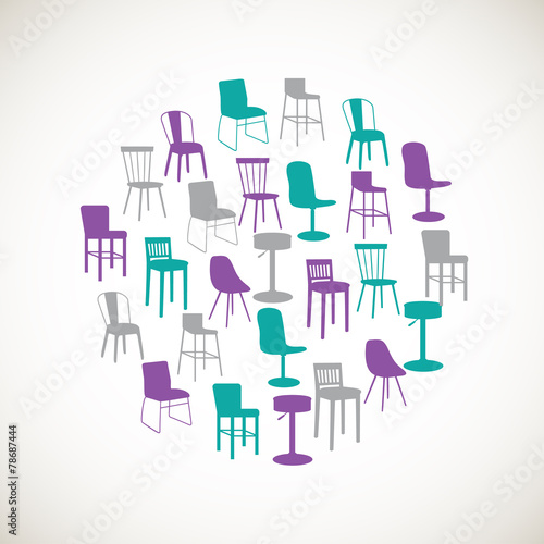 Colorful furniture icons - chairs