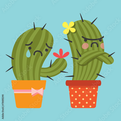 reconcile and loving couple of cactus