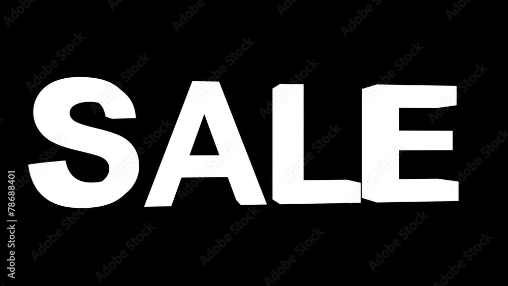 SALE - 30fps loop with alpha matte - black-white 3d letters SALE - 30fps loop with alpha matte - black-white 3d letters