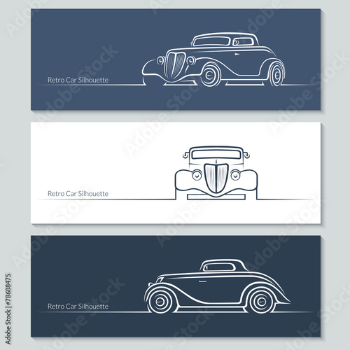 Принти на полотні Set of vintage car silhouettes