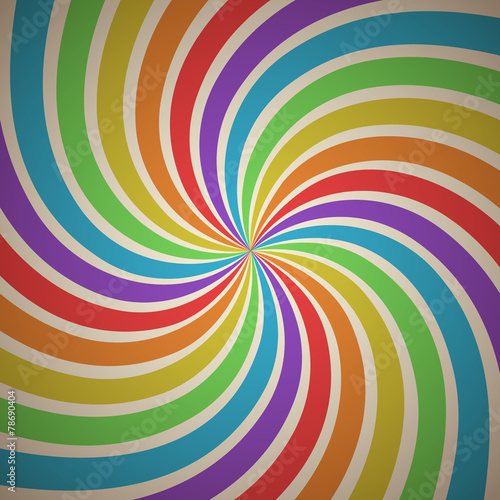Abstract Geometric Candy Background with Fanning Spiral Rays in