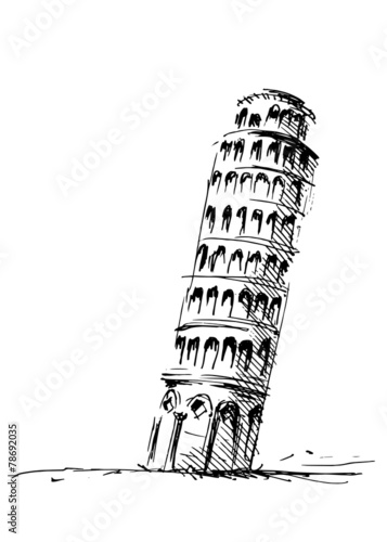 Hand sketch leaning tower of Pisa. Vector illustration