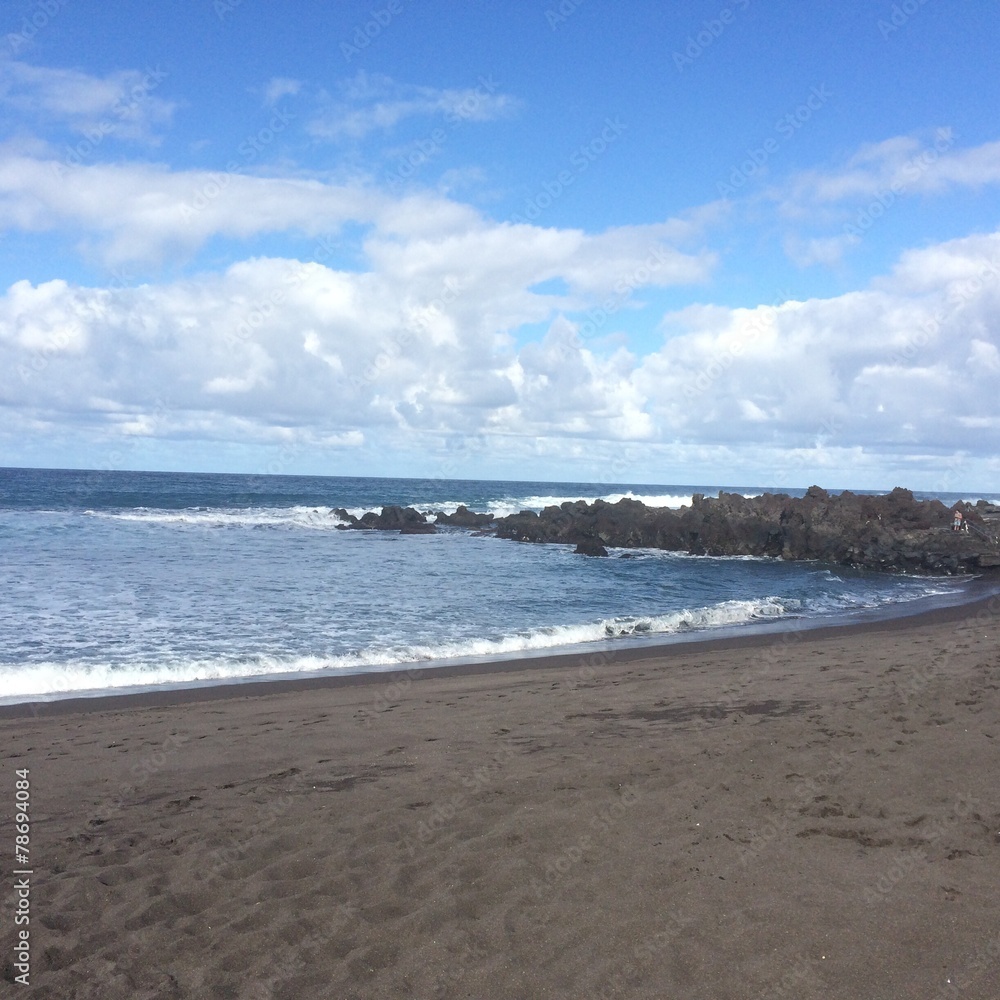 playa Jardin, beach with volcanic black sand,  Tenerife, Spain