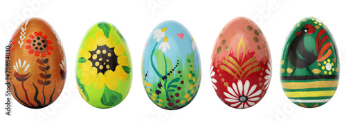 Obraz na plátně Hand painted Easter eggs isolated on white. Spring patterns