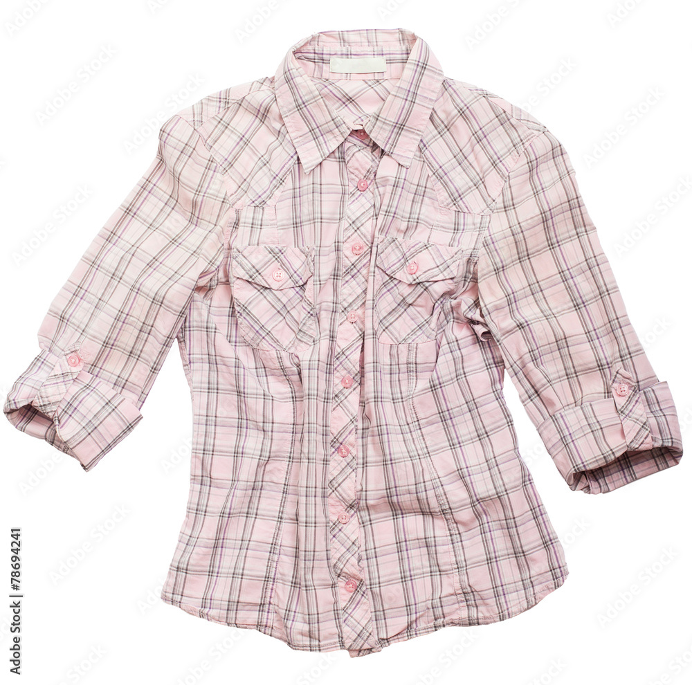 Obraz premium Plaid red shirt isolated on white