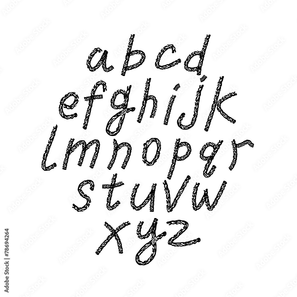 Hand drawn and sketched font, vector sketch style alphabet. Hand drawn and sketched font, vector sketch style alphabet.