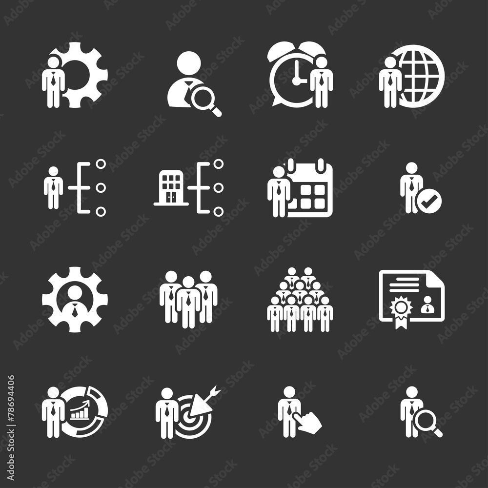 business and human resource management icon set, vector eps10 business and human resource management icon set, vector eps10