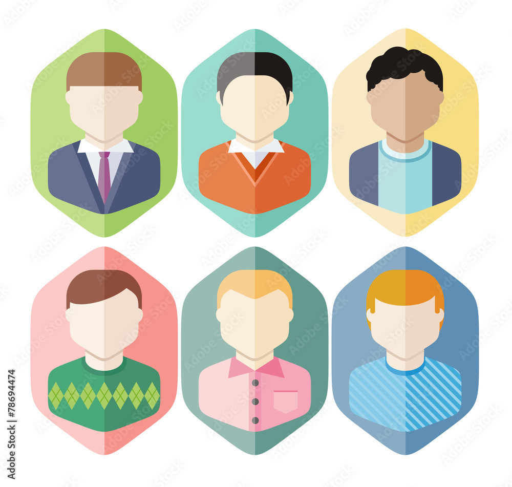 Man avatars characters on blue background Man avatars characters on blue background