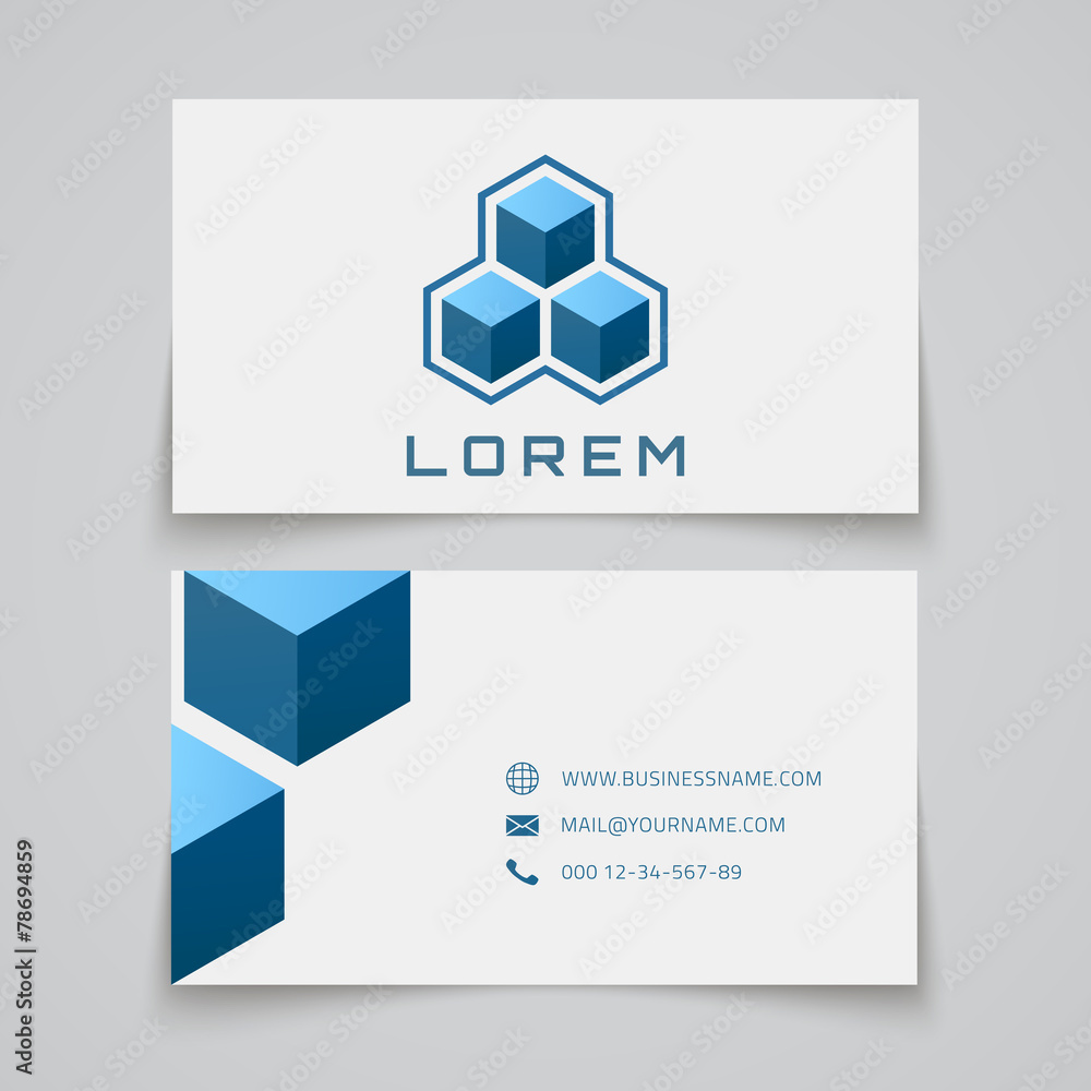 Business card template. Abstract cubes.