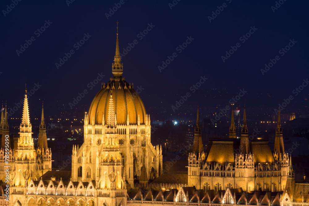 Close view of Hungarian Parliament in Budapest, detail