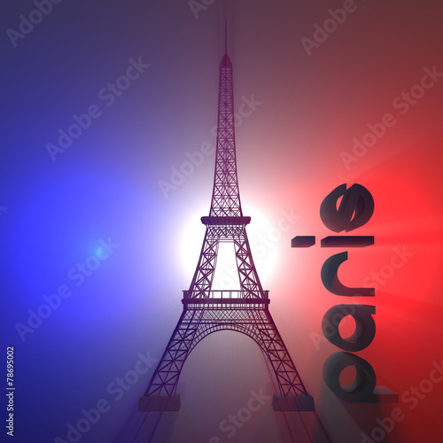 Torre Eiffel 3D Paris e luci volumetriche colori Francia