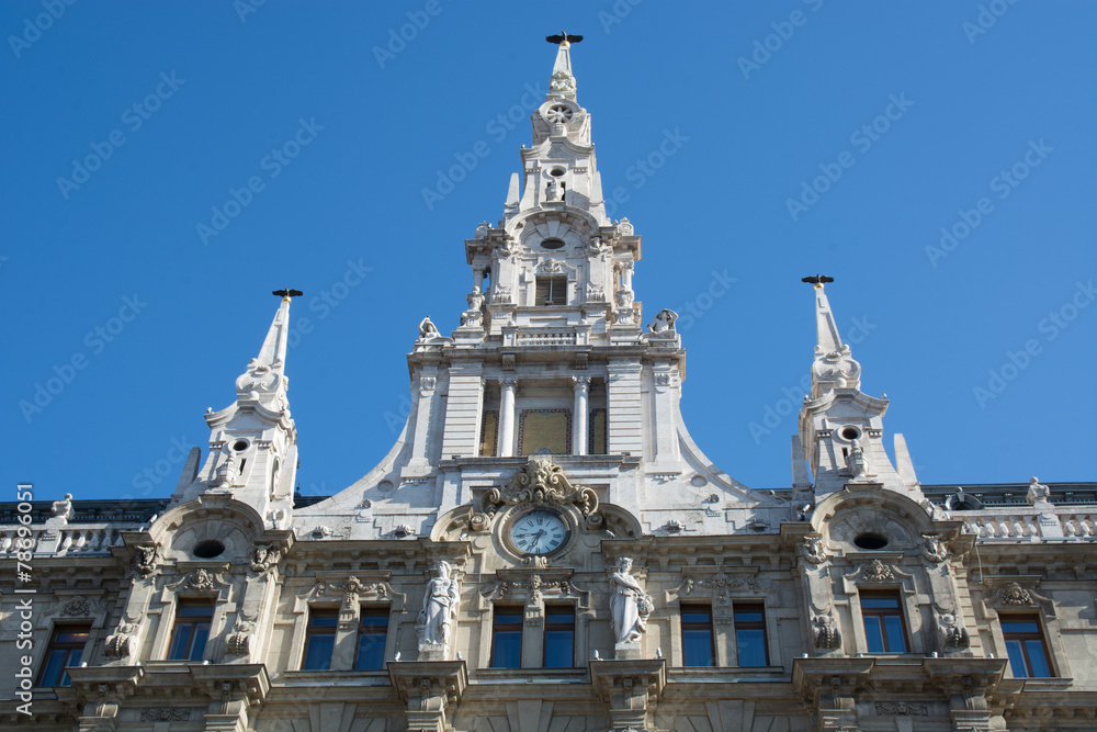 Architecture of a old royal palace in Budapest, Hungary