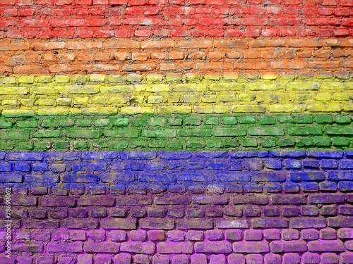 Photography Rainbow-flag painted on old wall