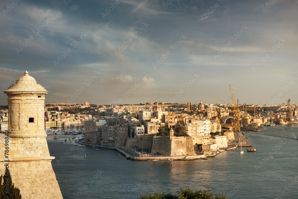Grand Harbour and fort. Valletta. Malta