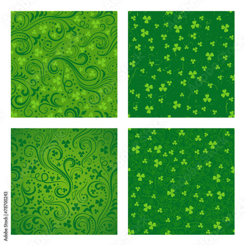 Set of green clover patterns