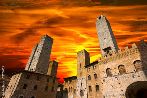 San Gimignano at Sunset - Italy photo