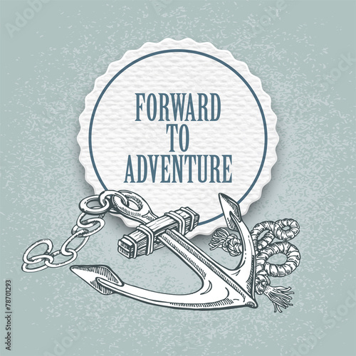 Forward to the adventure. Vector hand drawn illustration an