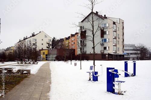 Winter in capital of Lithuania Vilnius city Pasilaiciai district photo