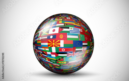Flags all countries in the form of spheres