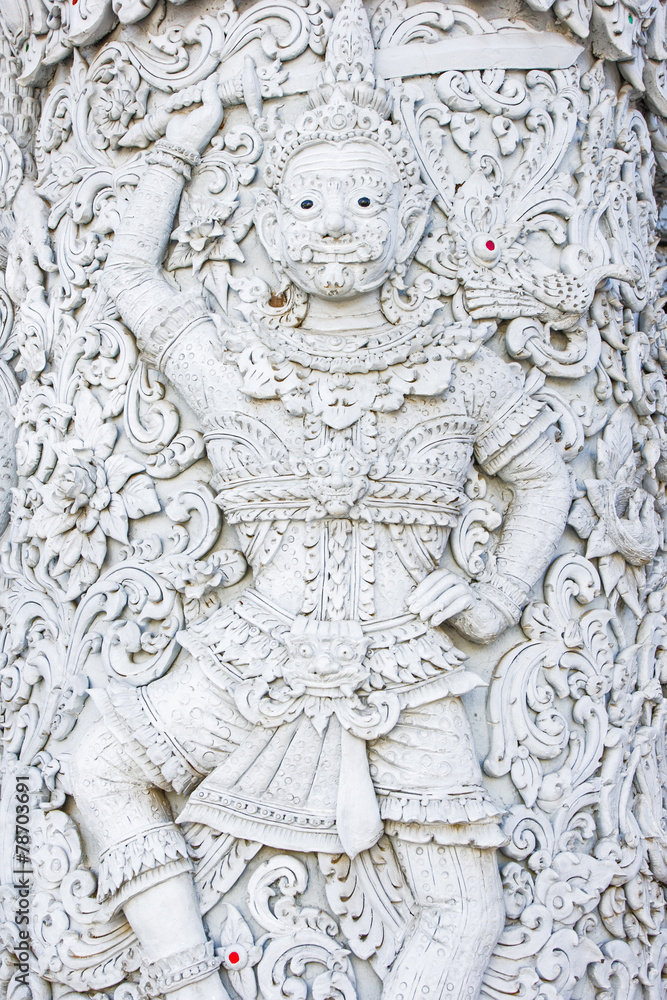 White demon guardian at Ming Mueang temple, Nan province, Thaila