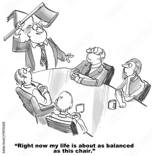 Cartoon of businessman and lack of work life balance.