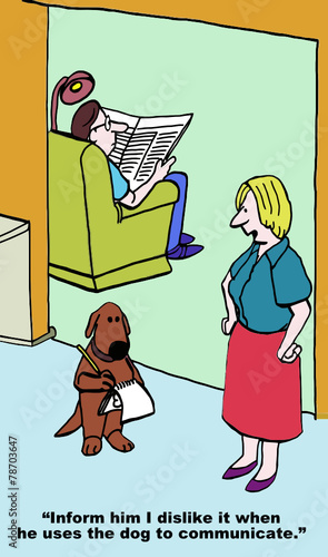 Cartoon of husband giving wife the silent treatment.
