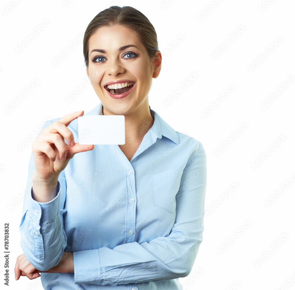 Business woman isolated on white background. Credit card. Business woman isolated on white background. Credit card.