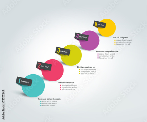 Step by step template. Numbered chart. Infographic element.