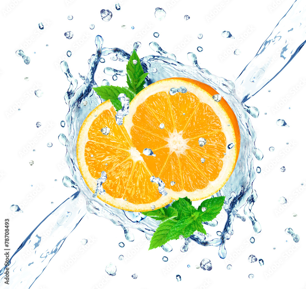orange and water splash orange and water splash