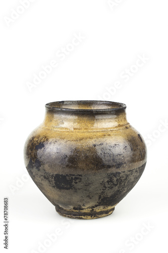 Old clay pot isolated