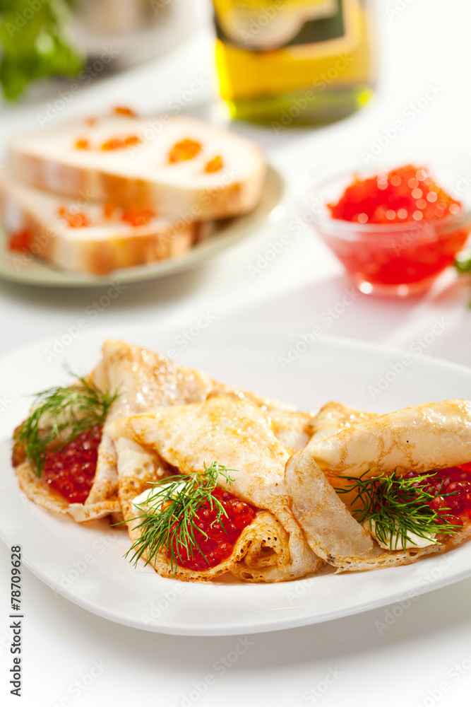 Pancakes with Red Caviar Pancakes with Red Caviar