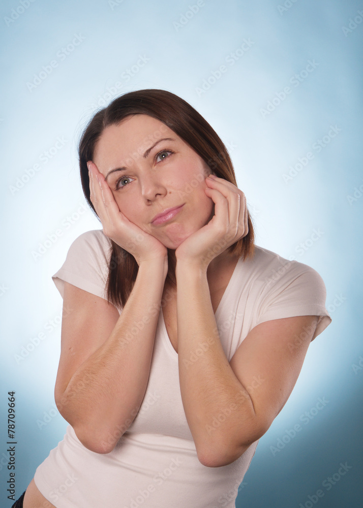 The expressive portrait of woman isolated The expressive portrait of woman isolated
