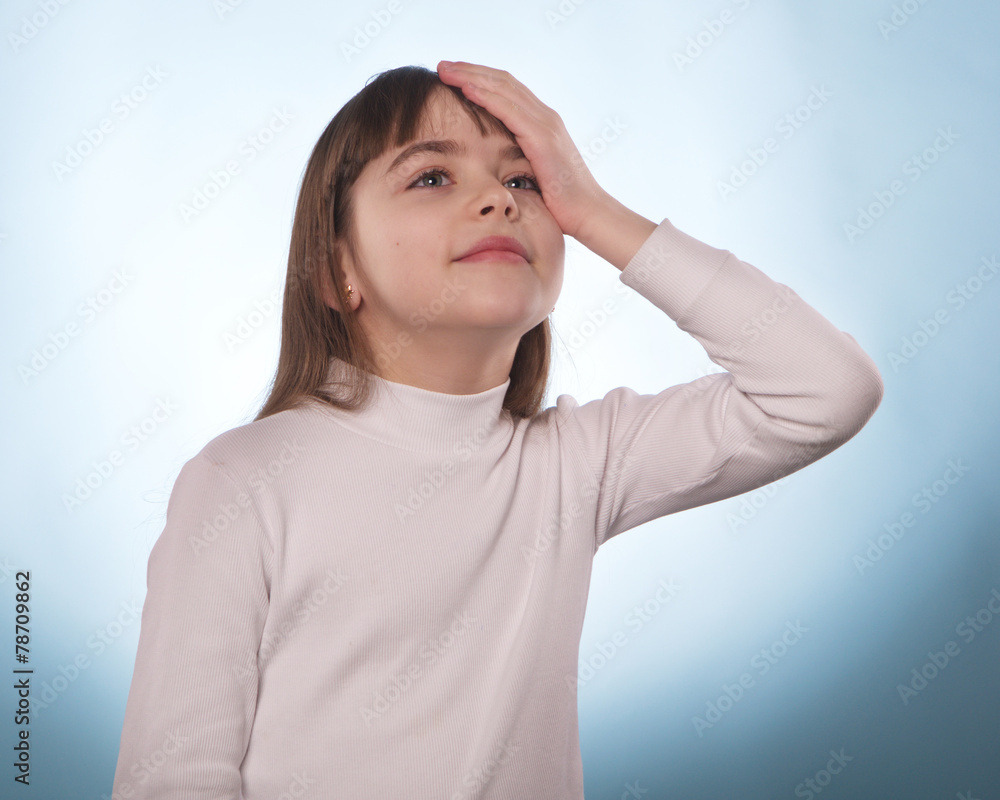 The expressive portrait of the young girl isolated The expressive portrait of the young girl isolated