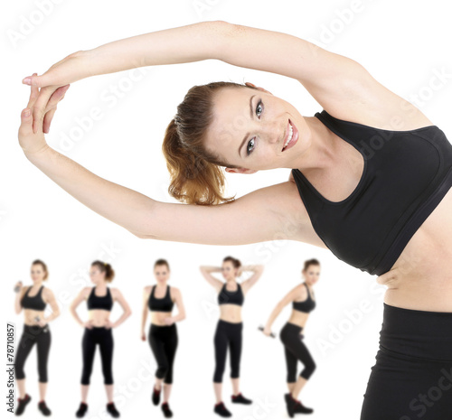 Woman doing exercises isolated