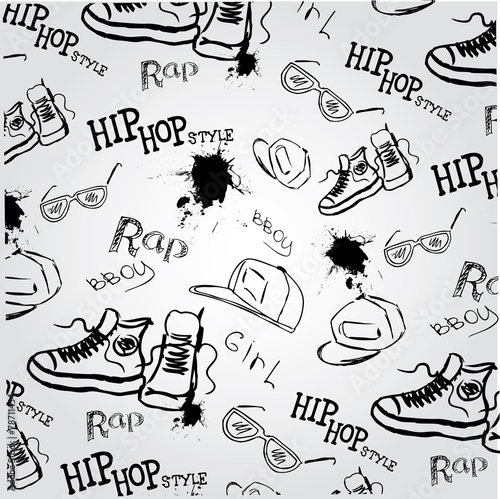 seamless vector background hip hop style accessories