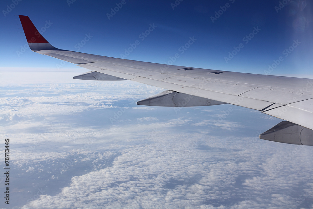 Obraz premium view from the airplane, wings sky