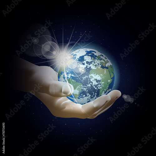planet earth in his hand