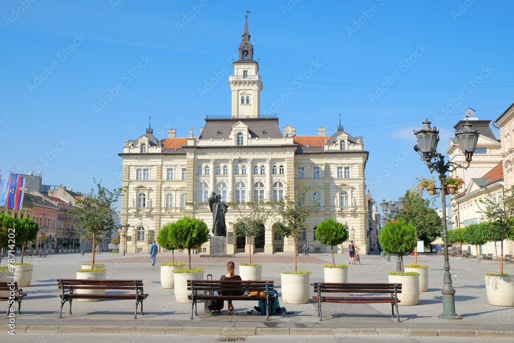 Fototapeta premium Main Square And City Hall Of Novi Sad, Serbia
