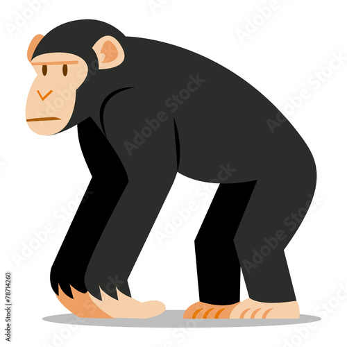 Fotobehang Cartoon Chimp Isolated On Blank Background
