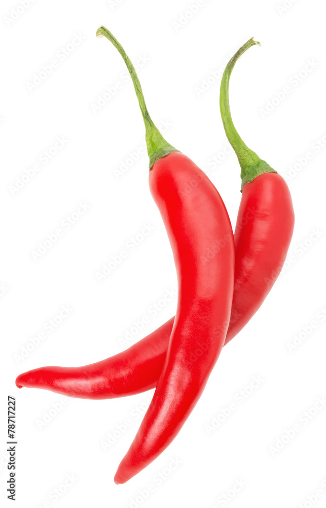 red chilly pepper slices isolated on the white background